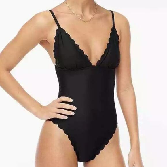 J. Crew Other - J. CREW Women's Scalloped Black One-Piece Swimsuit